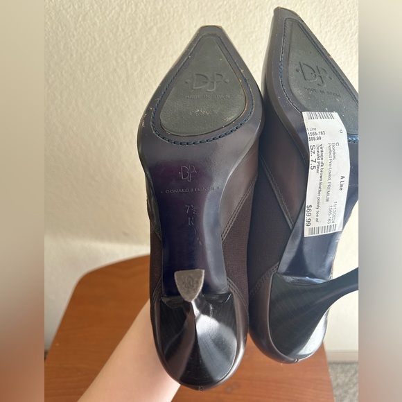 Donald J. Pliner Medea Heel Ankle Boots Brown Black Size 7.5 Leather Fabric Side - Picture 10 of 11